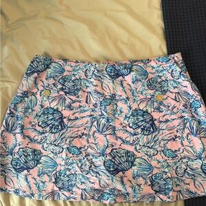 Lilly Pulitzer Blue and Pink Seashell Mini Skirt